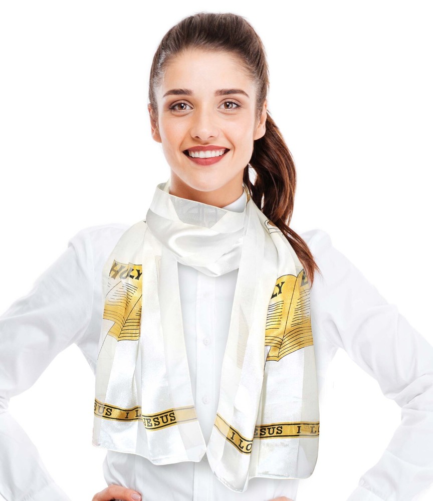 Lightweight Religion Prayer Hand Bible Pattern Easter Silk Feeling Scarf