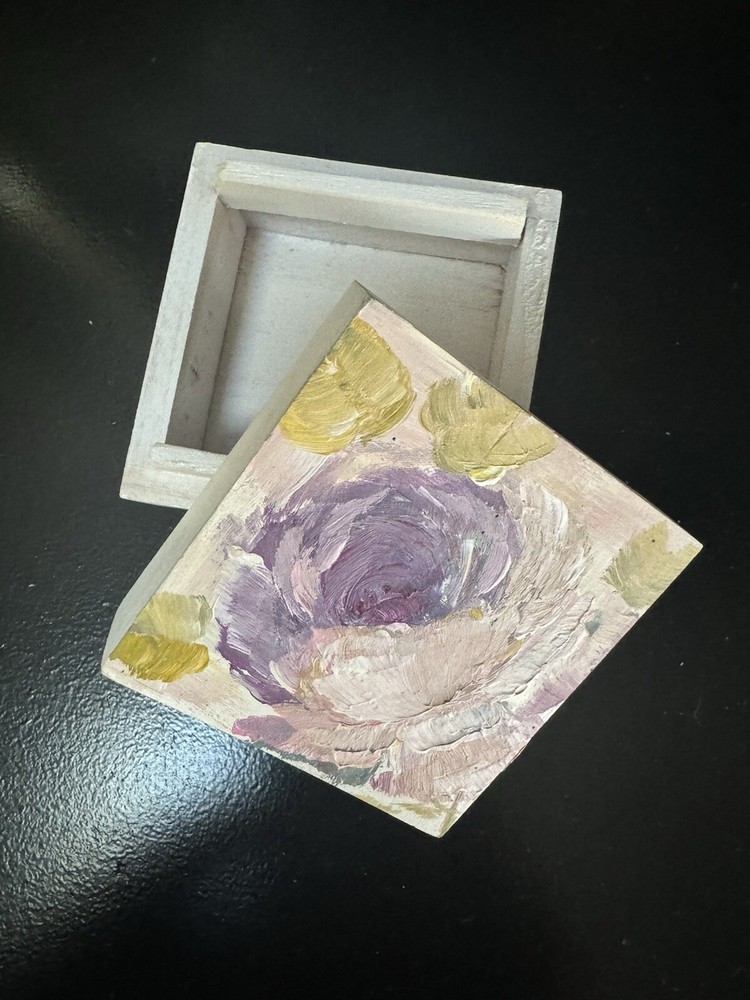 Hand Painted Small Wooden Trinket Box