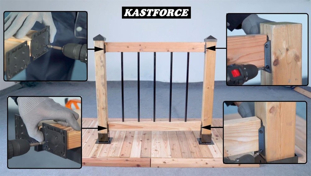 KASTFORCE 20pc Nylon Deck Railing Brackets Connectors with 160pcs RustFree Sc...