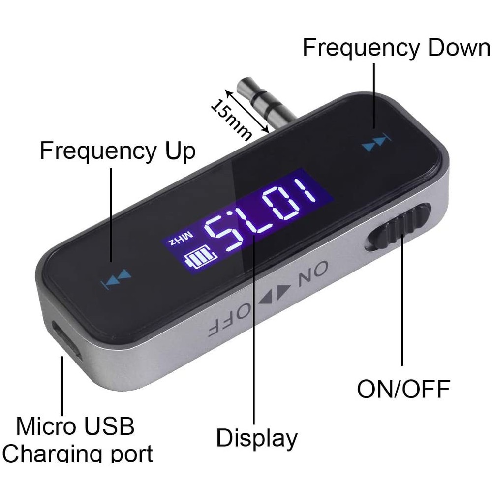 FM Transmitter Audio Adapter Car Kit, Wireless in-Car Radio Transmitter Built...