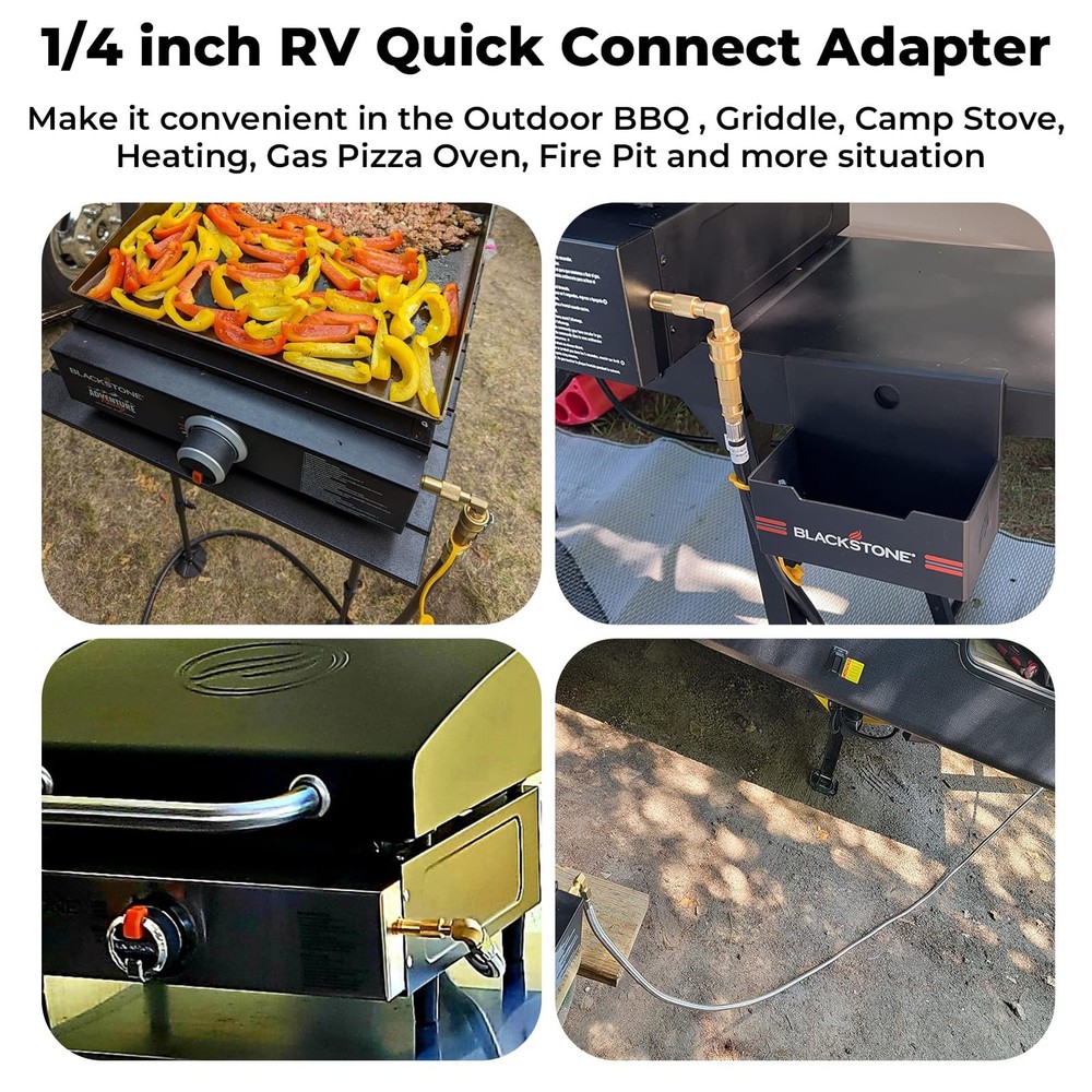 1/4 inch RV Quick Connect Adapter Conversion Fitting Elbow for Blackstone...