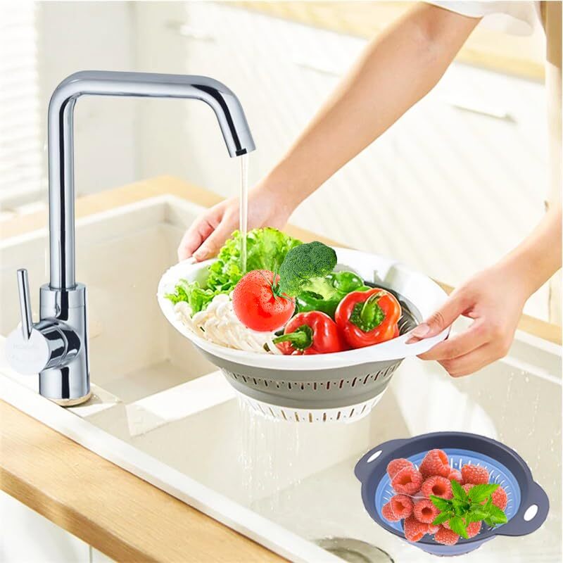Collapsible Colander Set Square Round Triangles Silicone Kitchen Strainer Per...