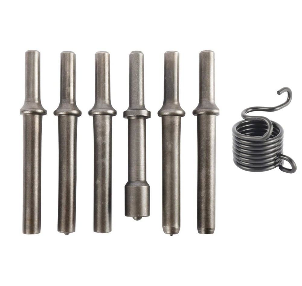7Pcs Air Hammer Rivet Bit Smoothing Pneumatic  Air Hammer Chisel Tools w/ Spring