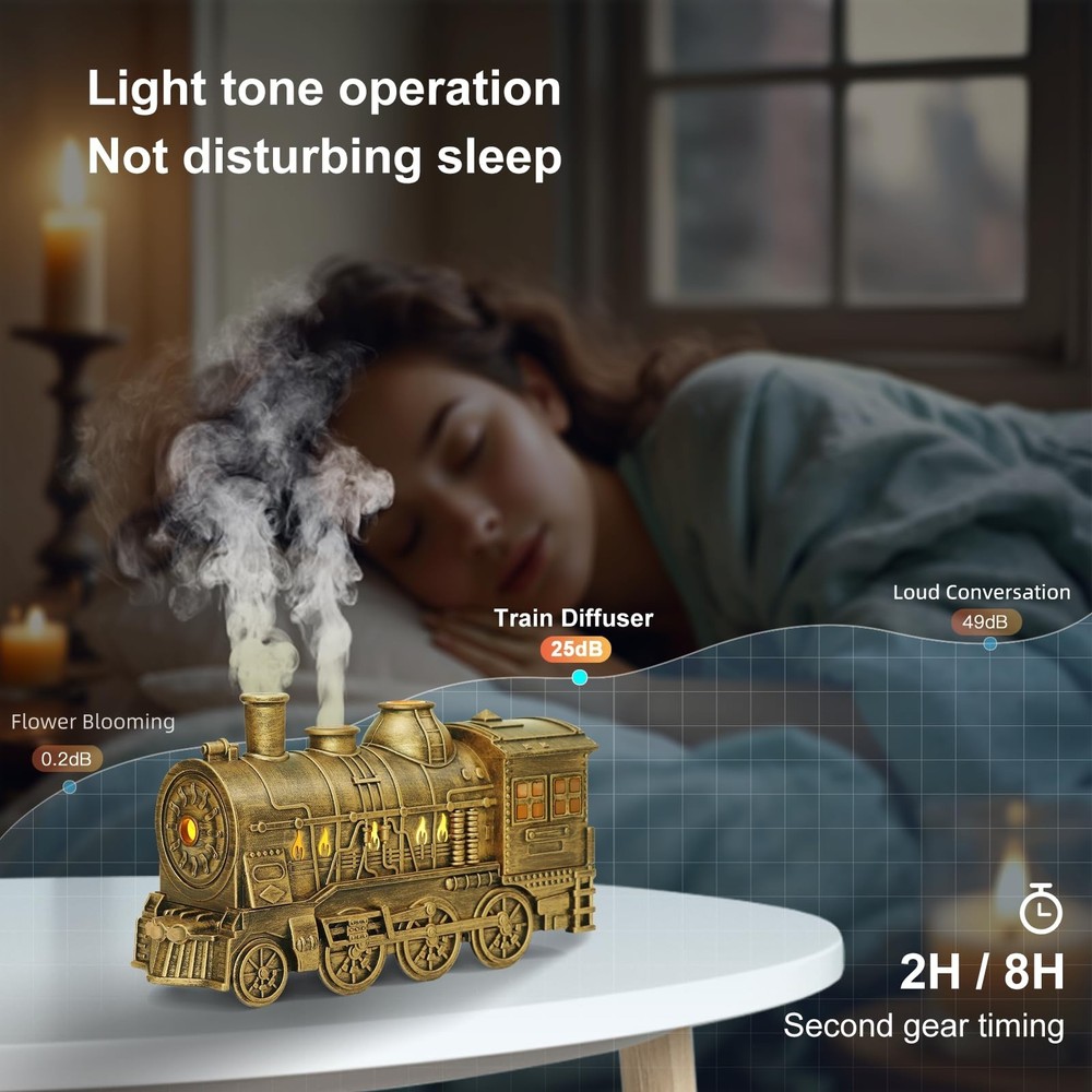 Train Diffuser 300ml, Aromatherapy Diffuser Cool Mist Ultrasonic Aroma Train ...