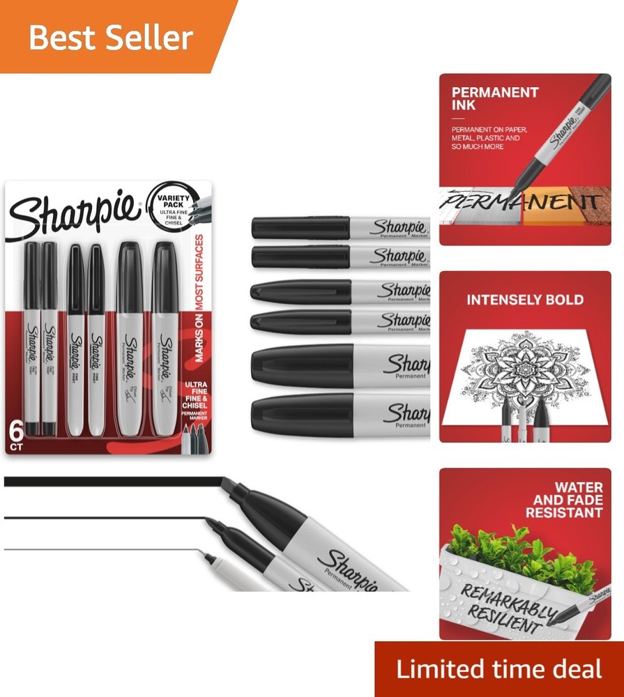 Rapid-Drying Black Permanent Markers Set - Perfect for Art & School Projects
