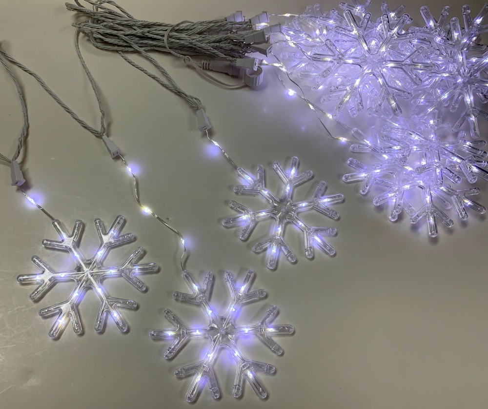o'o'o . 80 Sparkling LED SNOW FLAKES . Christmas String Lights . Multiple Modes