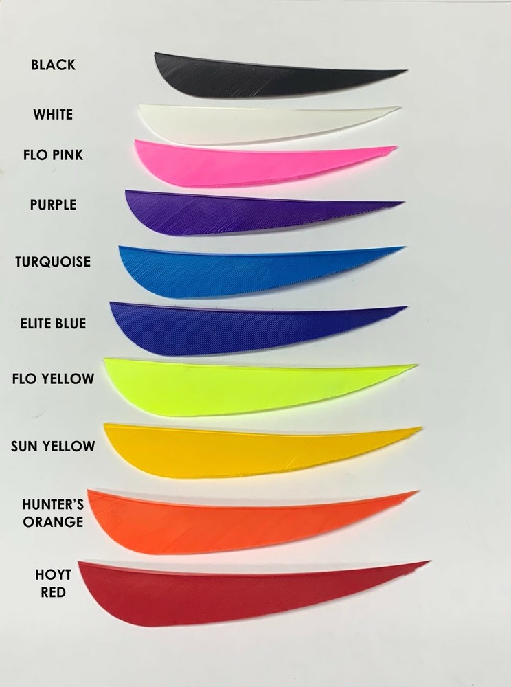 Ozark 4" Parabolic Cut Solid Feathers - LW and RW - 1 dozen