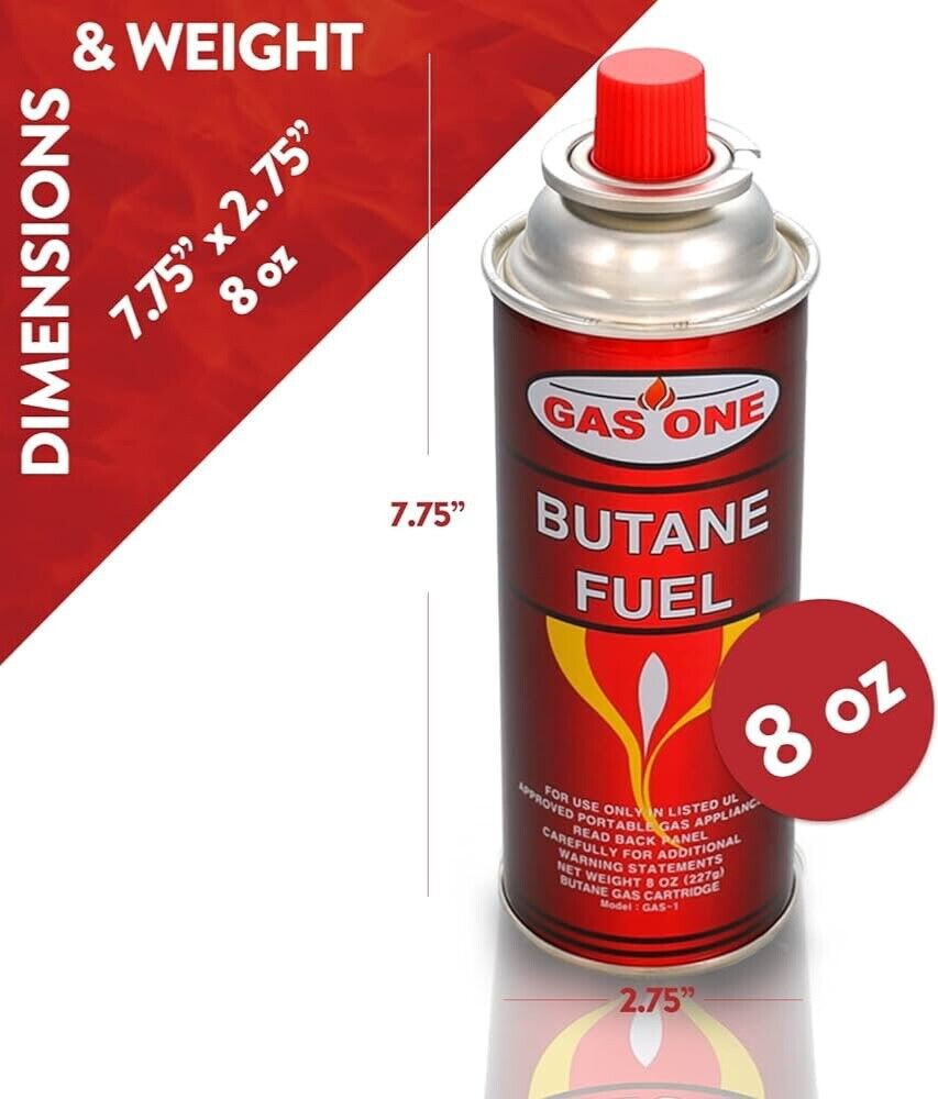 GasOne Butane Fuel Canisters for Portable Camping Stoves 8oz
