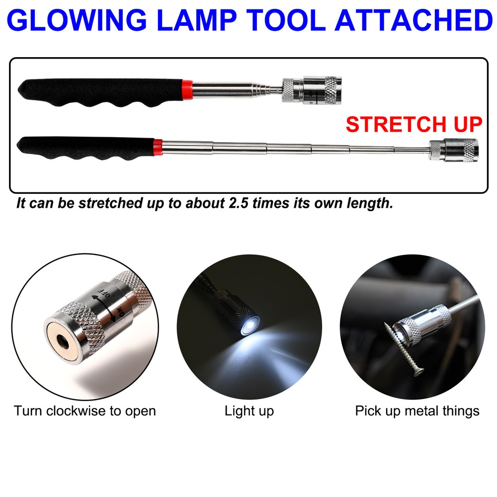 11pcs Pick And Hook Set With Scraper Magnetic Telescoping Hand Tool Kit