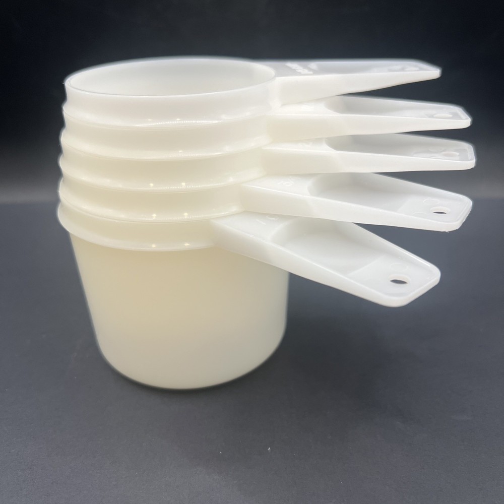 VTG Tupperware Sheer White Measuring Cup 5 Pcs Missing 1/4c Replacement Nesting