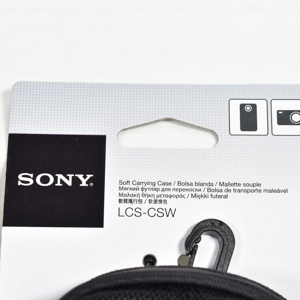 Sony LCS-CSW Soft Camera Case Black Belt Loop Memory Card Pocket Compact Pouch