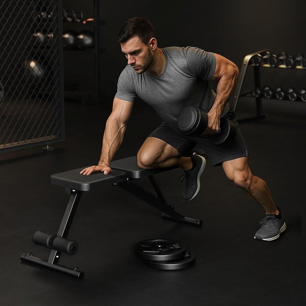 Adjustable Weight Bench 600LBS Incline Decline Flat Foldable Home Workout Full