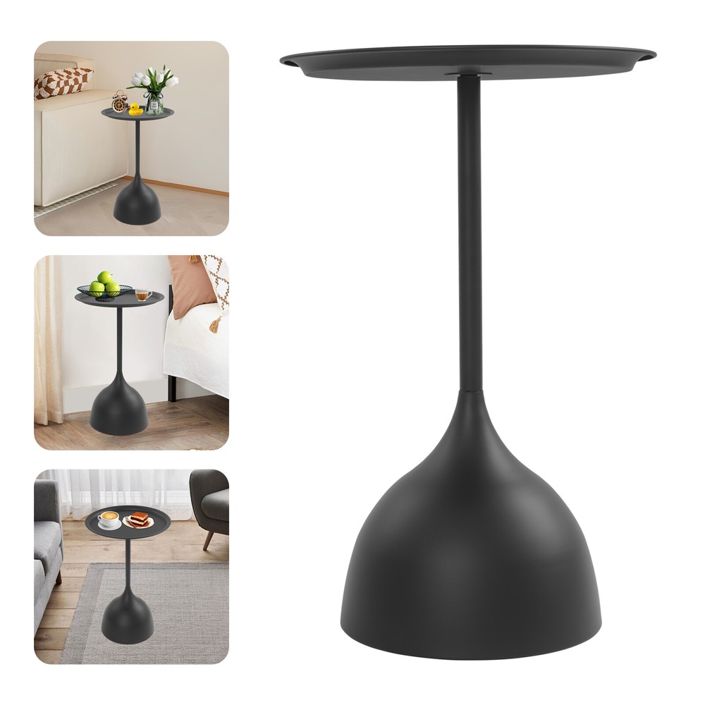 Modern Side End Table Round Side Table Freestanding Living Room Side Table Black