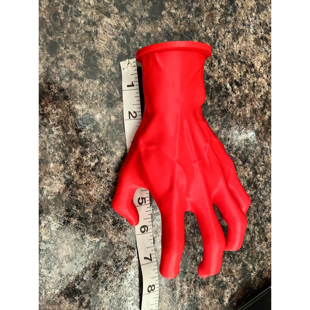 Bright Red 3D Printed Hand Shaped Holder Organizer w. Removable Base wall mount