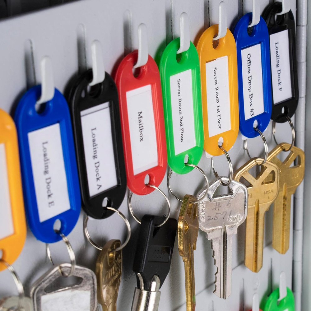 90 Position Key Lock Box – Hook-Style Cabinet with Numbered Hooks, Key Tags, Log