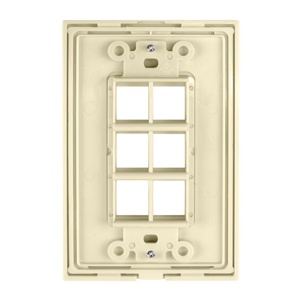Construct Pro 6-Port Keystone Wall Plate with Screwless Face (Ivory)