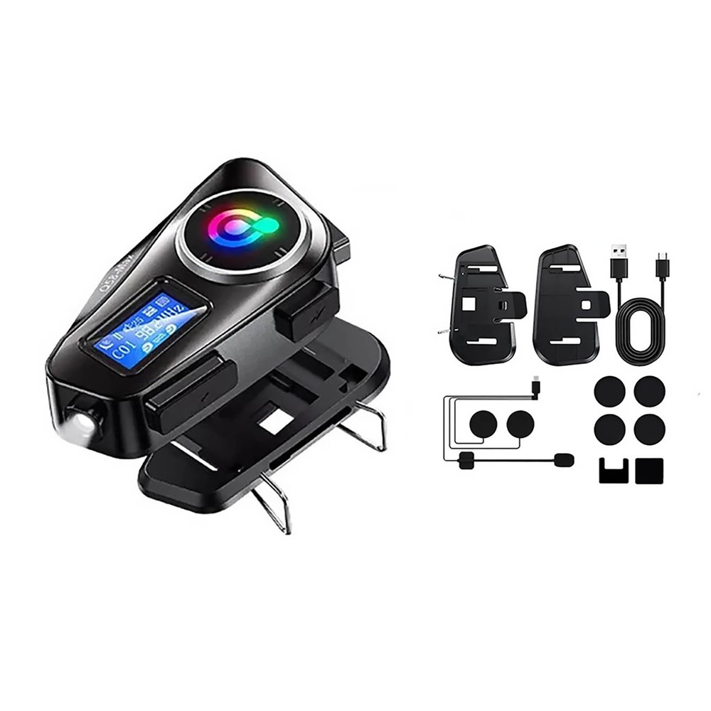 New 1000mAh Waterproof Bluetooth Headset Motorcycle Intercom Helmet LCD