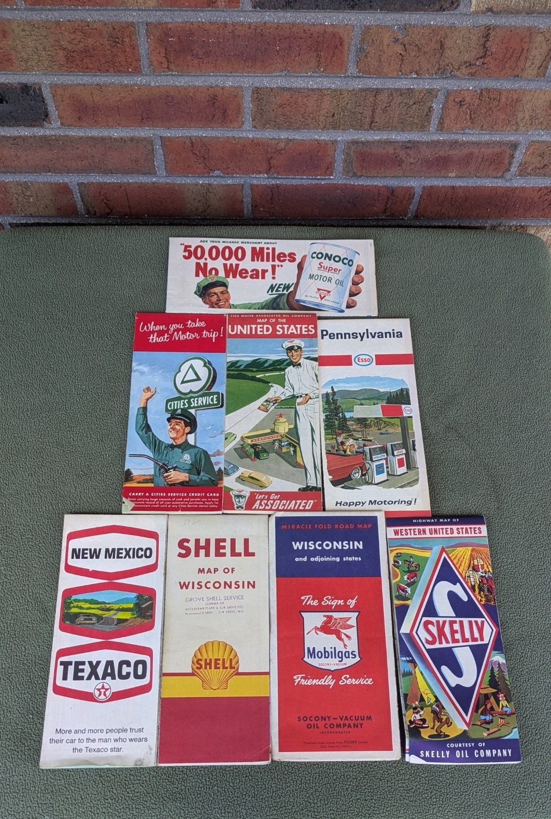 Gas & Oil Advertisement Vintage USA Maps -lot of 8