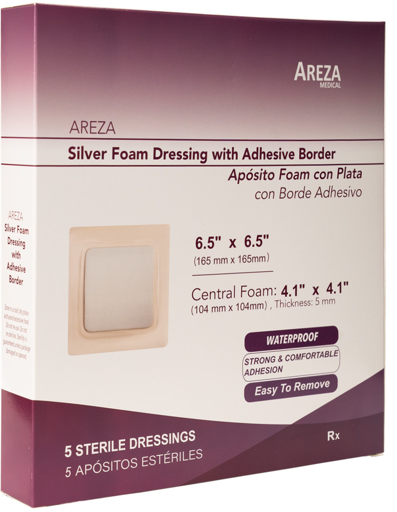 Silver Foam Dressing with Adhesive Border Sterile (Two Sizes Available)