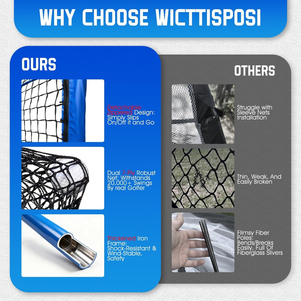 Golf Hitting Net with Extra Striking Net, 10x7ft Heavy Duty Golf Practice Net...
