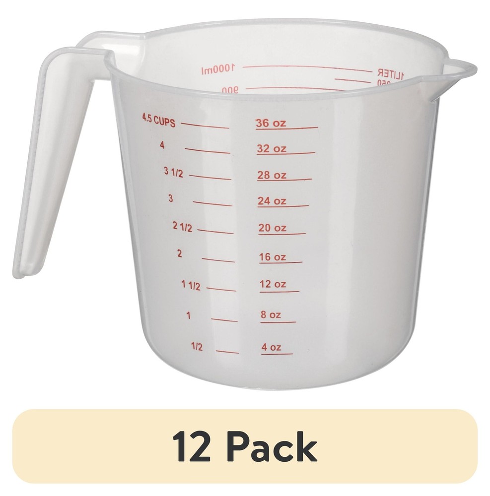 (12 pack) 4 Cup PP Plastic Measuring Cup, 32 oz, Clear