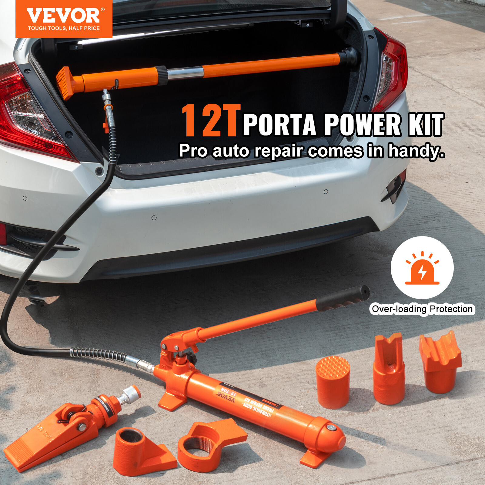 VEVOR 12 Ton Porta Power Hydraulic Jack Air Pump Lift Ram Body Frame Repair Kits