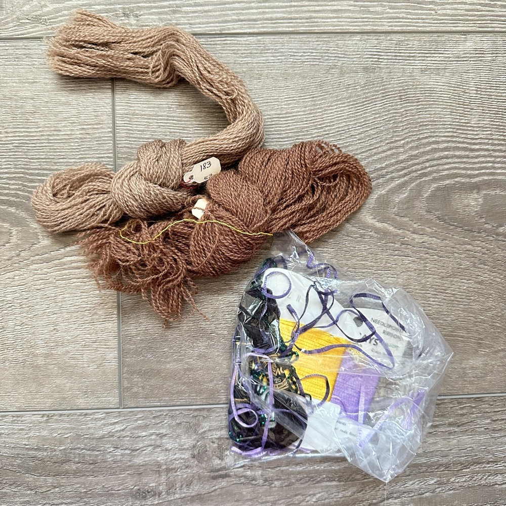 Vintage Damarj "Master Painter Rabbit" Needlepoint Canvas, Threads