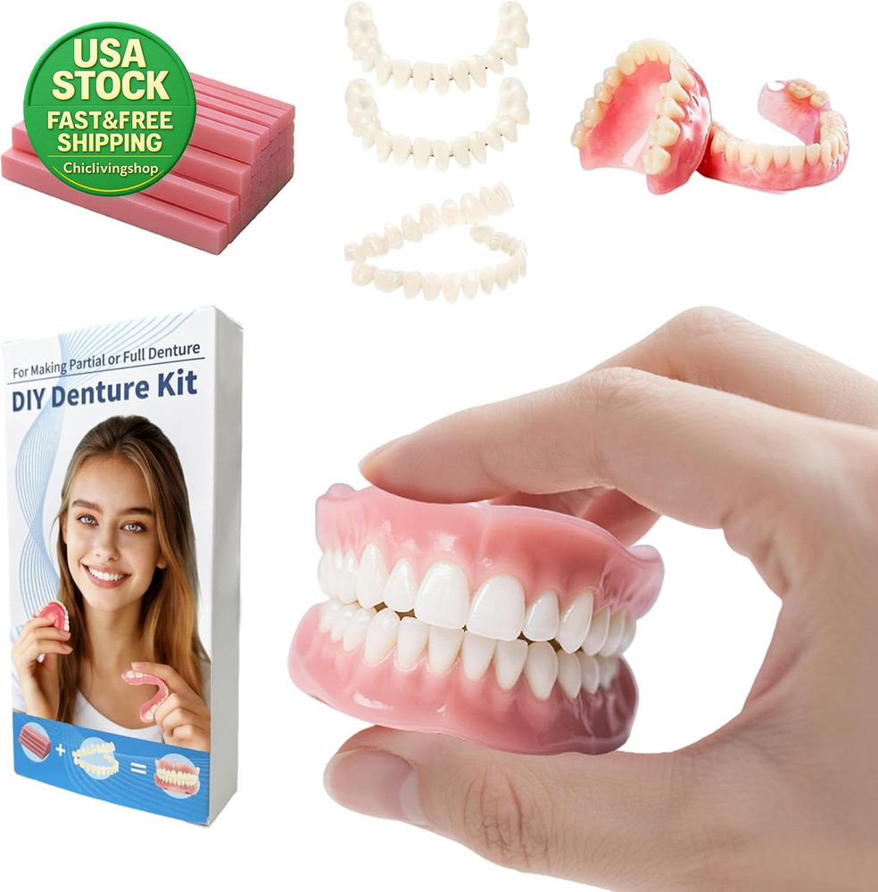 DIY Denture Temporary Veneers Kit Upper Lower Tooth Replacement Natural Fit