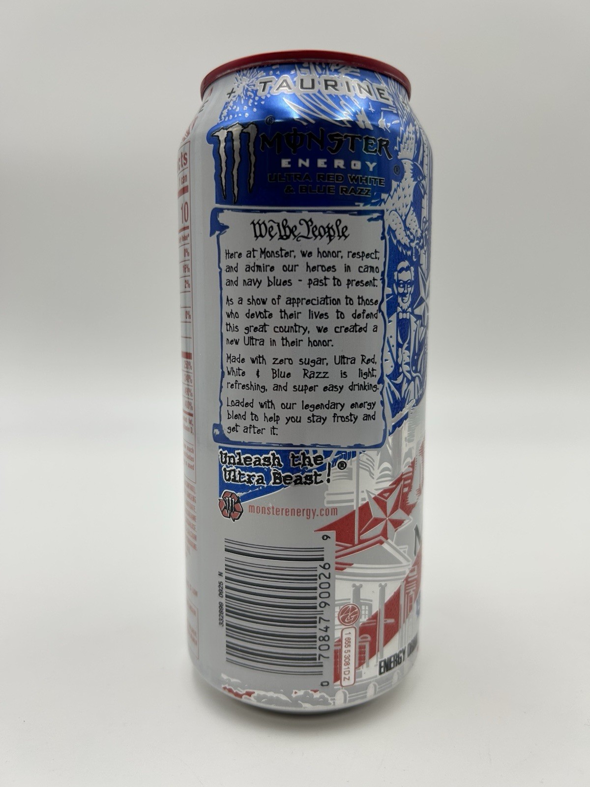 2 New Ultra Red White & Blue Monster Energy Exclusive Unopened Cans Ships FREE