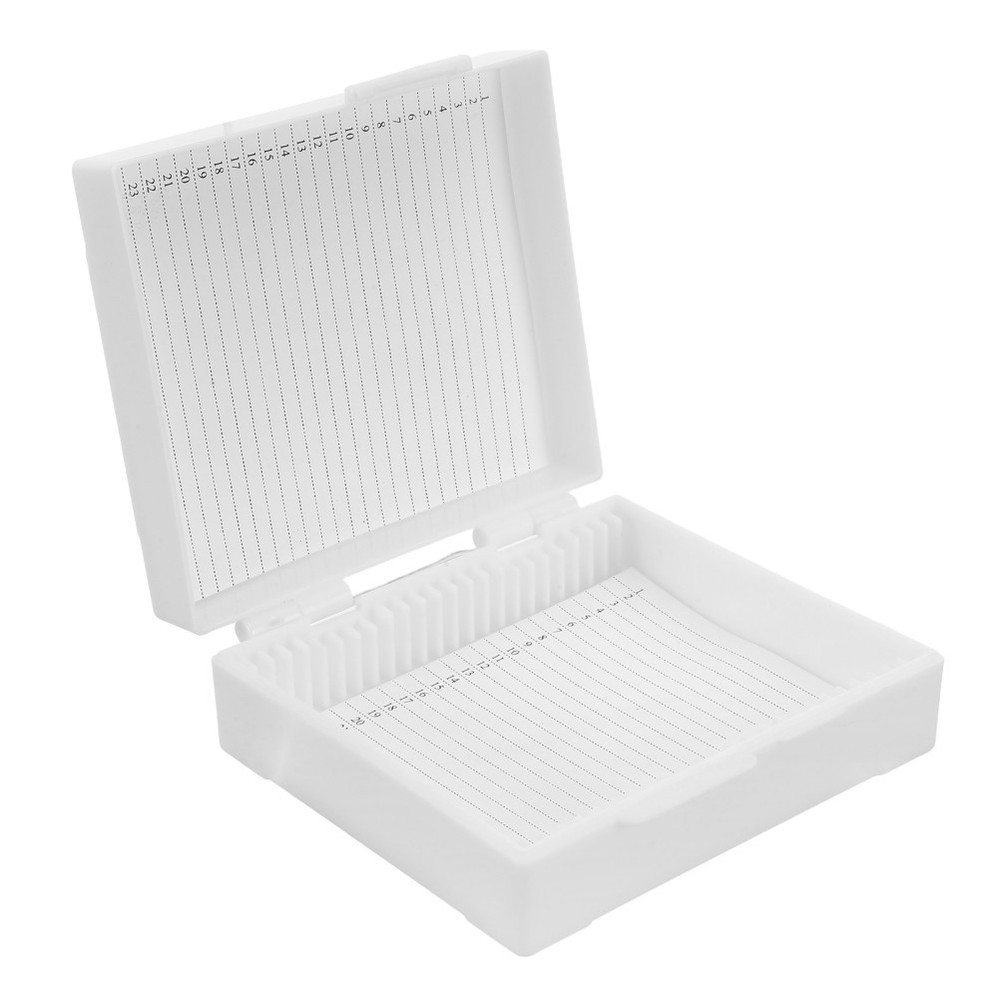Microscope Slides Box: 25-Slot Glass Microscope Slides Storage Box - Laboratory