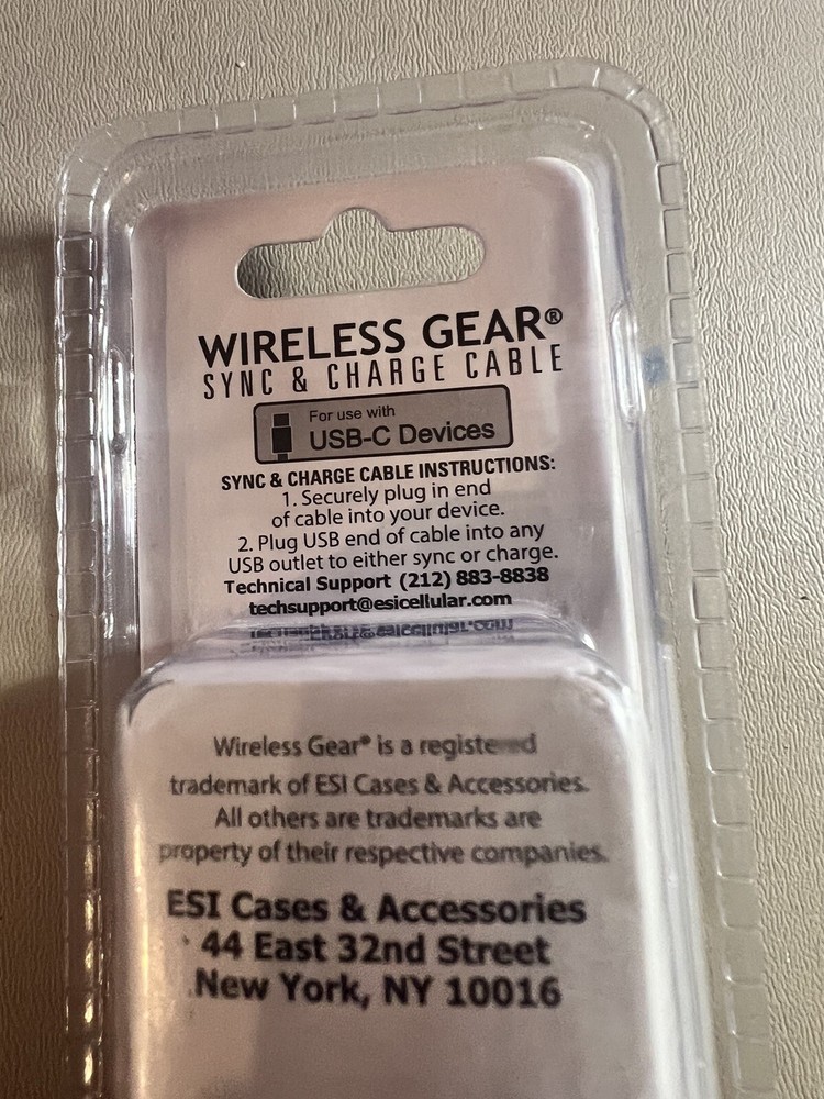 Wireless Gear Sync & Charge Cables 6ft USB-C Cord Black