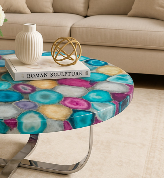 Mix Agate Coffee Table Top | Unique Mix Geode Agate Center Table Top Decor