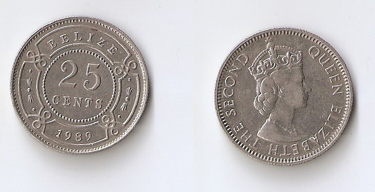 Belize 25 cents 1989
