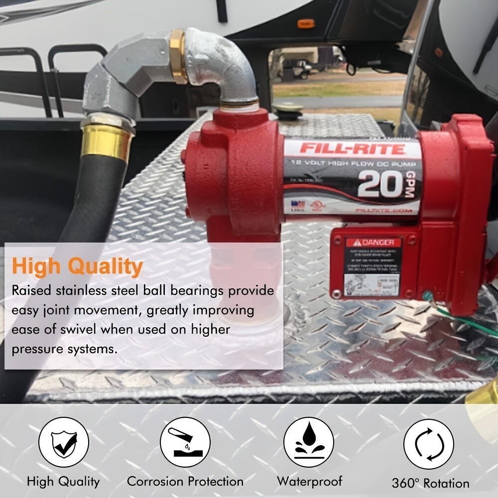 3/4 Inch NPT Fuel Swivel Joint: 360° Rotate, Prevent Hose Kinking