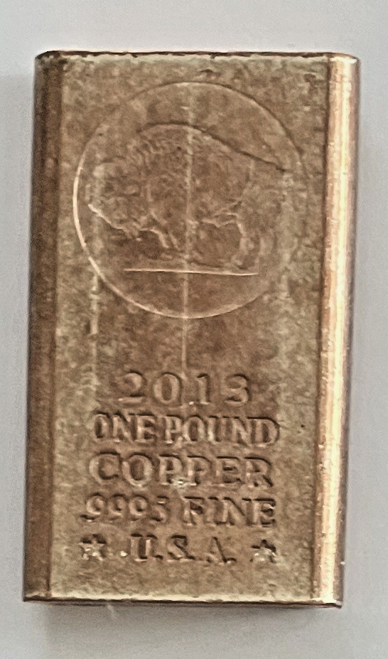 2013 ONE POUND COPPER .9995 FINE USA LAST ONE