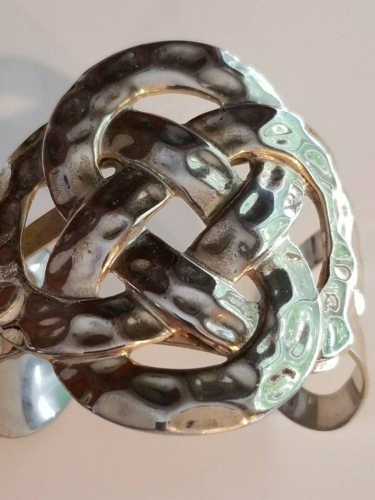 Hammered Silver-tone Twisted Bold Cuff Bracelet Boho-chic