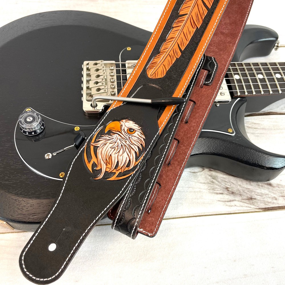 Walker & Williams LCT-21 Handmade Leather Strap Eagle & Feather Design