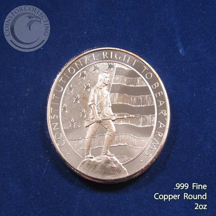 "2nd Amendment" 2 oz .999 Copper Round Beautiful Design