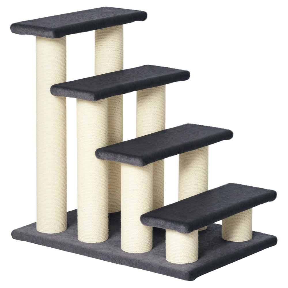 Cat Tree with 4 Stair Steps for High Beds w/ Sisal Scratching Post