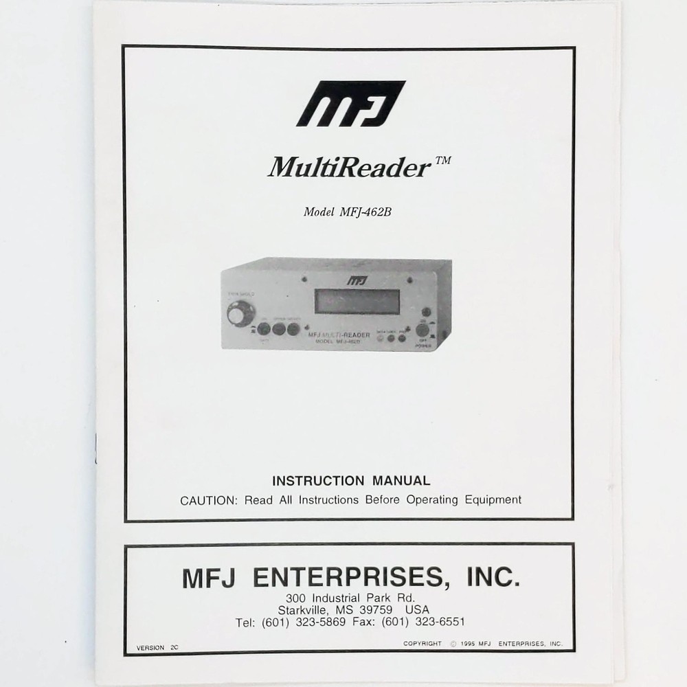 MFJ-462B MultiReader V. 2C Original Manual