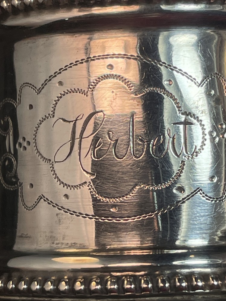 800 Sterling Silver Napkin Ring Name Engraved “Herbert”
