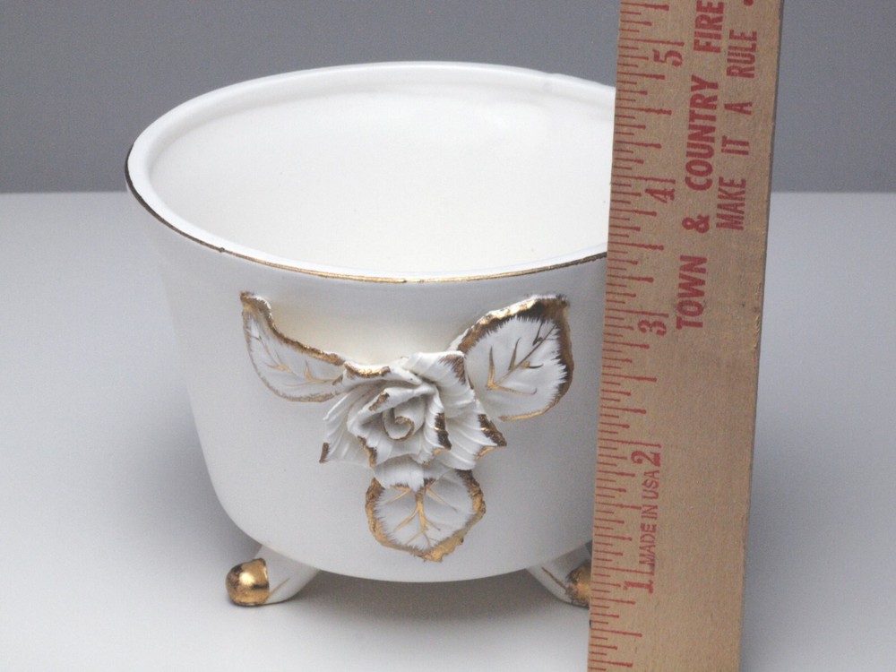 Lefton White/Gold Trim Footed Bowl
