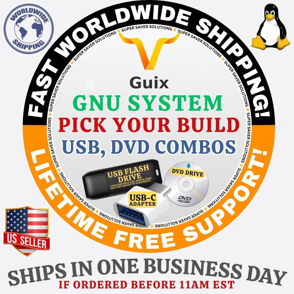 GNU GUIX LINUX OS | ALL LATEST ISO BUILDs | DVD, USB COMBOS | FAST SHIP
