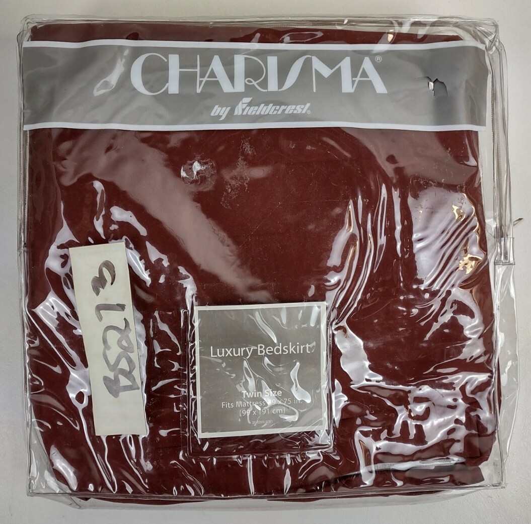 New Fieldcrest Charisma Twin Bedskirt Elegance Checkered 39x75 Burgandy Dust Ruf