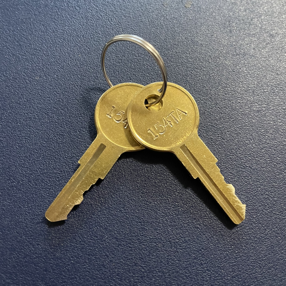 (2) Timberline / Hafele Desk Replacement Keys Cut Key Code 100TA - 349TA