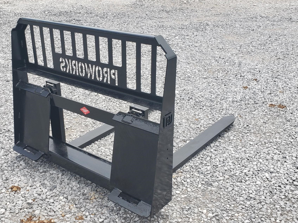 60" Solid Bottom Grapple Grease & 48" Full Guard Pallet Forks Combo Quick Attach