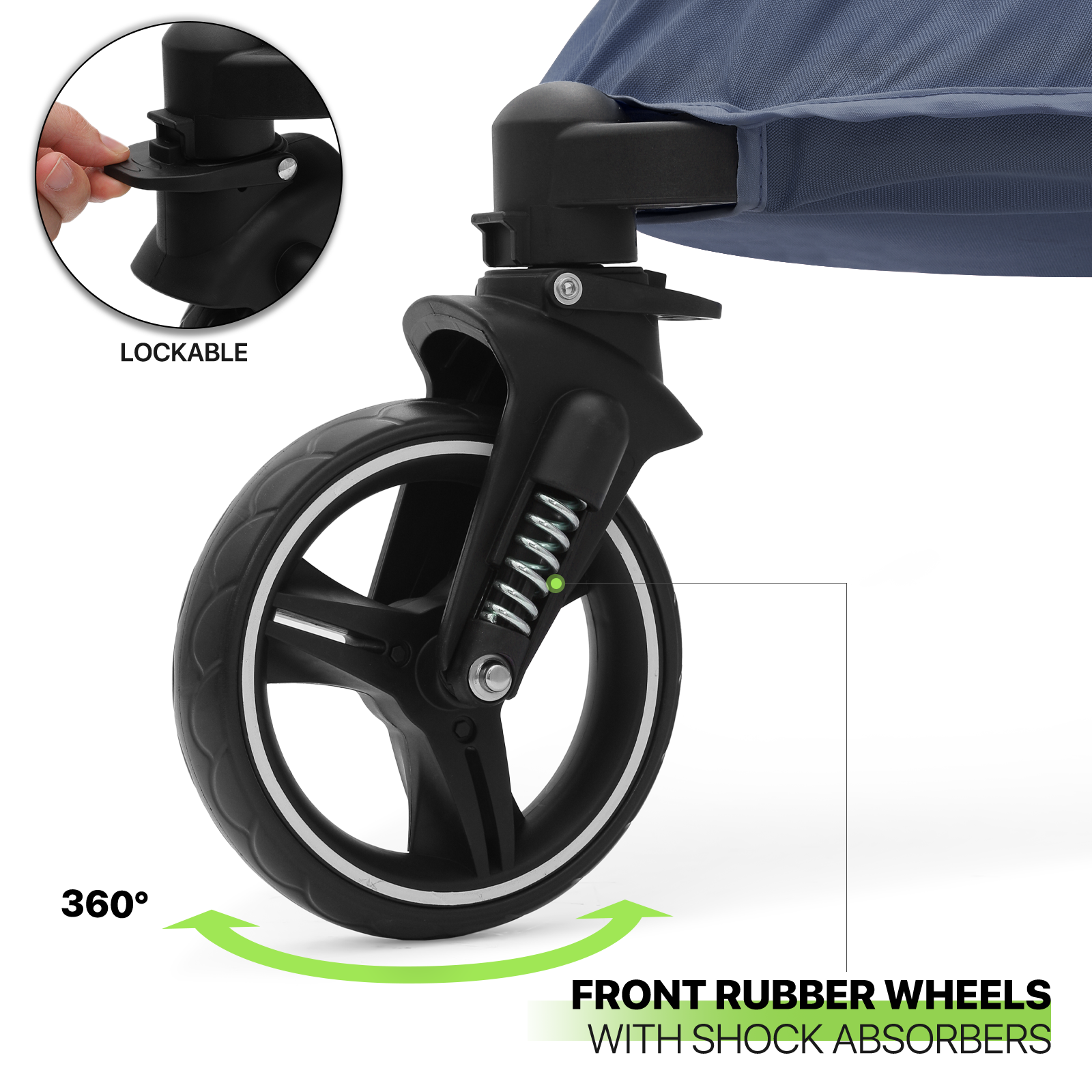 Folding Dog Stroller Blue Portable Pet Travel Carrier Cart w/Foot Activated Lock