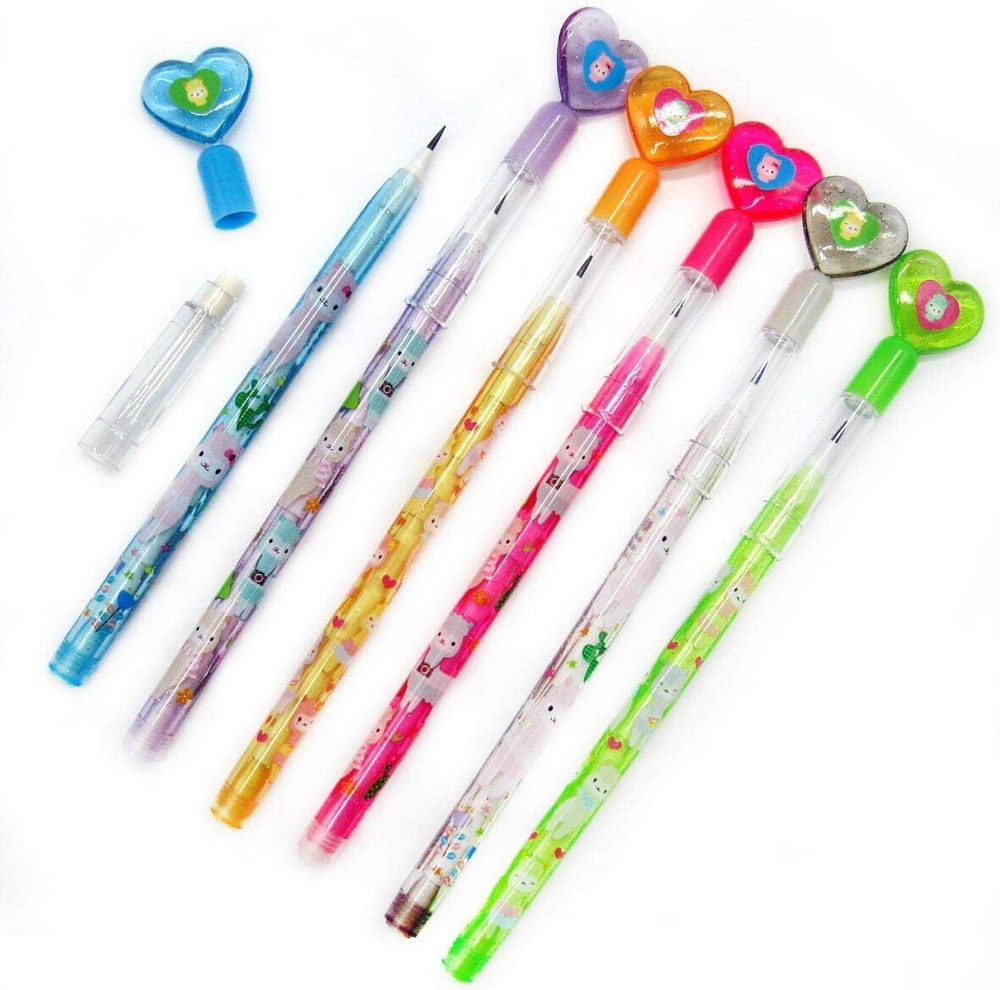 24 Pcs Llamas Multi Point Stackable Push Pencil Assortment with Eraser for Llama