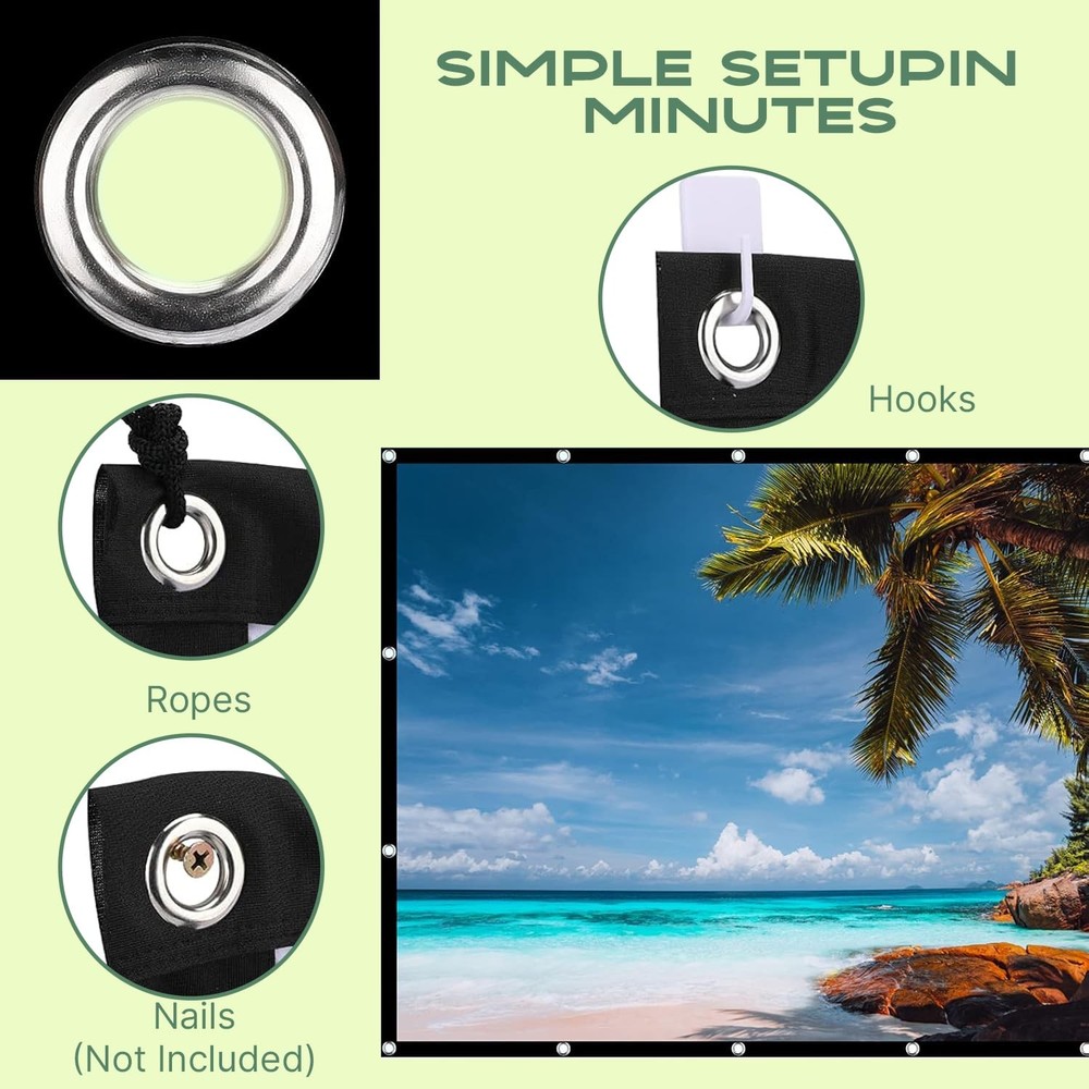 100 Inch Foldable Projector Screen 16:9 Washable