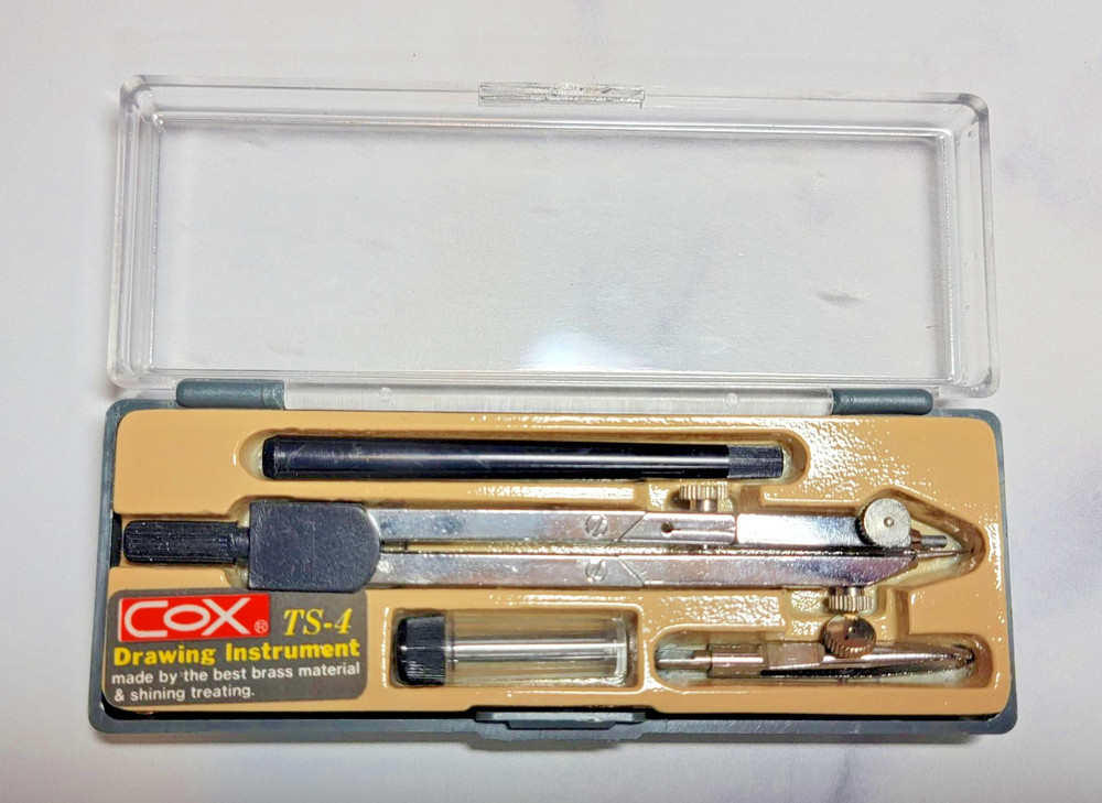 Vintage COX Drawing Instrument TS-4 Compass with Case